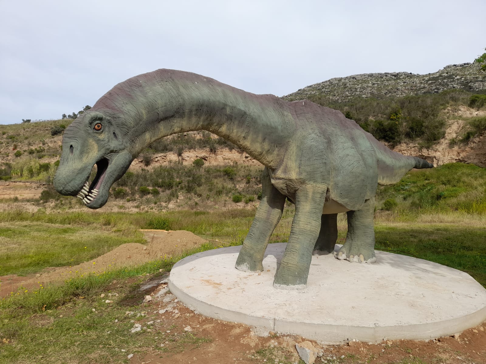 En el Geoparque “Pun Antü”, se comenzaron a instalar las réplicas de megafauna